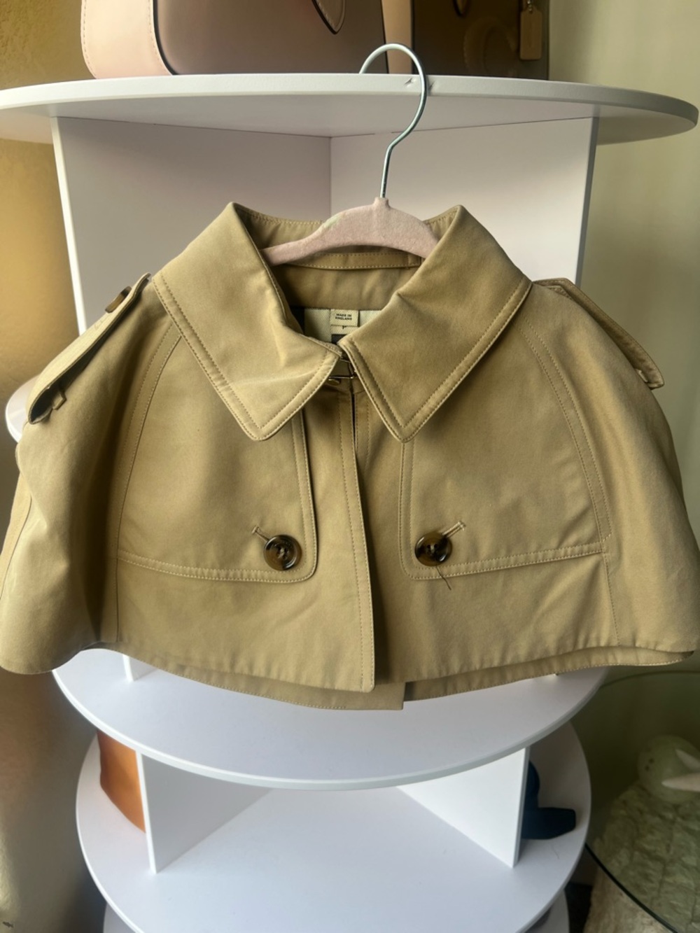Burberry Beige Trench Cape with Signature Check Lining